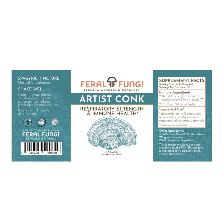 Artist Conk Extract (Ganoderma applanatum) - Spagyric Tincture close-up view - Feral Fungi
