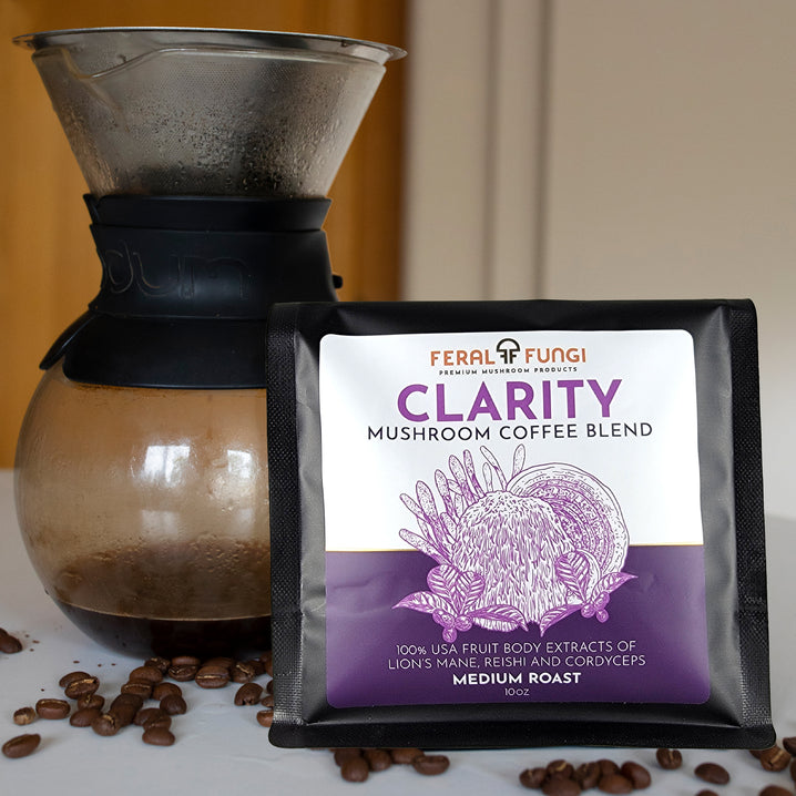 Clarity Mushroom Coffee 10 oz. product details - Feral Fungi