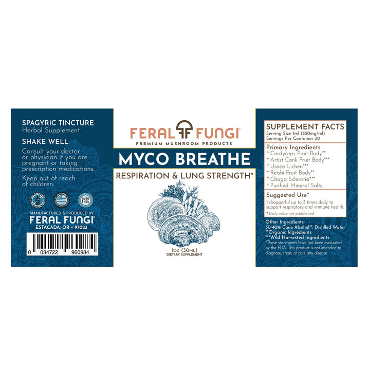 Myco-Breathe Spagyric Tincture close-up view - Feral Fungi